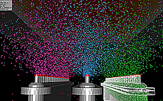 samadii/sciv : OLED Deposition Process (by 3 linear sources) (DSMC simulation (CUDA), metariver technology, www.metariver.kr)