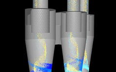 samadii/dem : multi-cyclone system (DEM simulation (CUDA), metariver technology, www.metariver.kr)