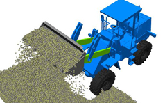 samadii/dem : wheel loader (DEM simulation (CUDA), metariver technology, www.metariver.kr)