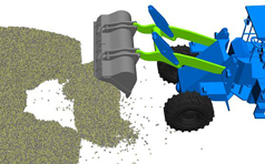 samadii/dem : wheel loader (DEM simulation (CUDA), metariver technology, www.metariver.kr)